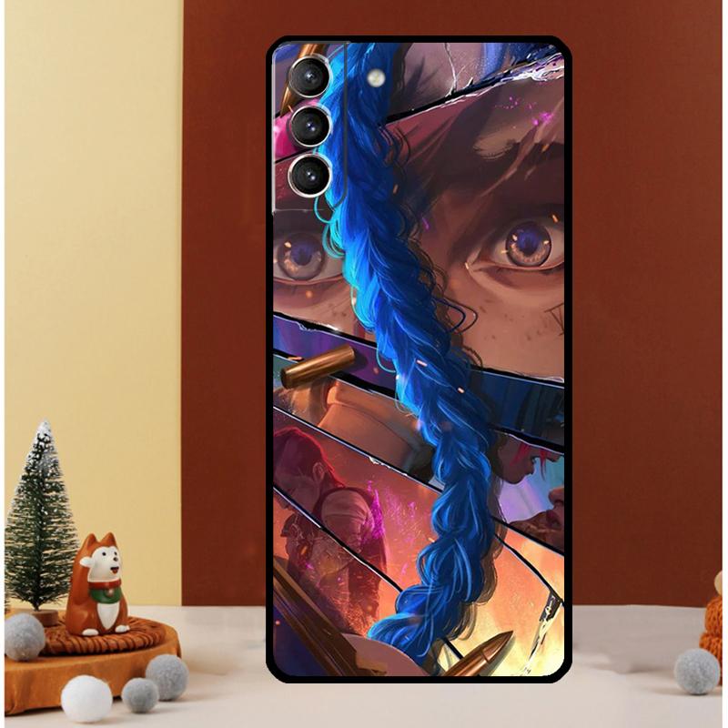 Чехол для Samsung Galaxy S23 S24 Ultra S8 S9 S10 S22 Plus Note 10 20 Ultra S20 S21 FE с персонажем Джинкс из аниме Аркейн