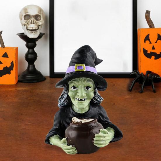 Хэллоуин Черная Кошка Статуэтка Жуткая Статуэтка Ведьмы Смола Паук Животное Скульптура Домашний Офис Настольное Украшение Орнамент Фестиваль Подарок