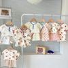 Муслиновые комплекты одежды для маленьких девочек, летняя футболка с героями мультфильмов, топы и шорты, одежда из 2 предметов для маленьких мальчиков, детский костюм, повсед...