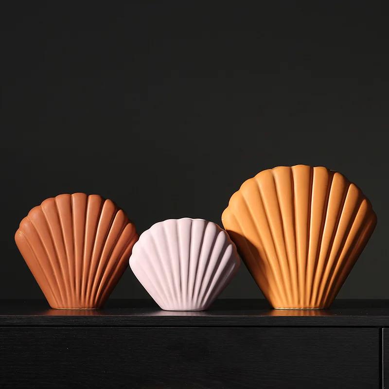 Nordic Art Shell Vase Creative Ceramic Vase Modern Minimalist Home Decor Accessories Modern Flower Vase for Wedding Decoration