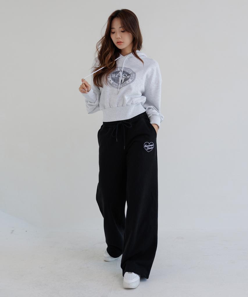 AWESOME STUDIO Low-Waist Wide Sweatpants Black