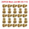 25Pcs Main Jet #55-#115 M5 For Dellorto SHA SHB Carburetors 5mm Main Jets Set Carburetor Injector Nozzle Replacement