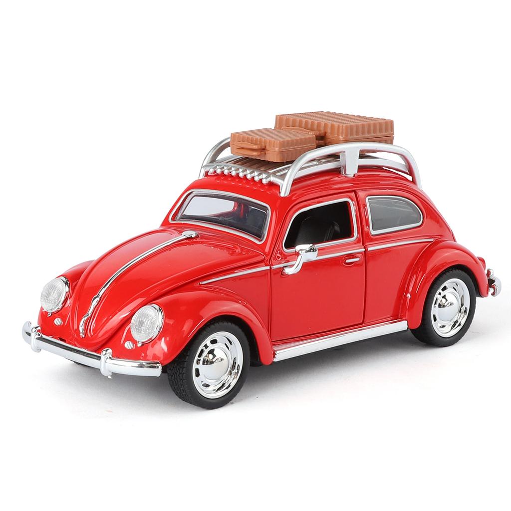 1/32 Volkswagen Beetle Alloy Die-cast Car Model Sound and Light Bring Back Pull Function Vehicle with Base Ornament Children's Gift