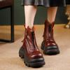 Women's Thick-Soled Leather Ankle Boots, Autumn/Winter 2025 - Front Zipper, High-Quality Cowhide, Lightweight & Soft.
