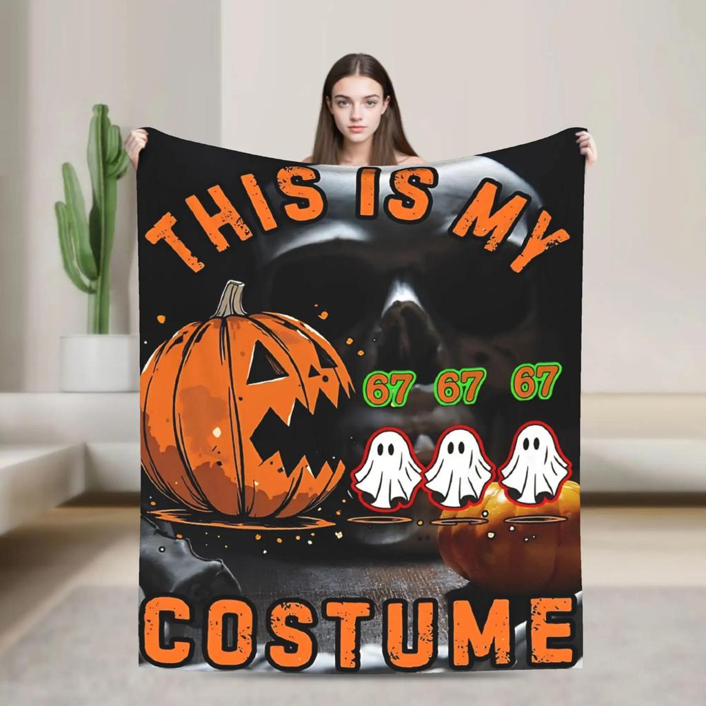 Haunted by Funny Boo Ghost Pumpkin Halloween Throw Blanket for Couch Chair Sofa Bed or Bedspread Cover with Spooky Print