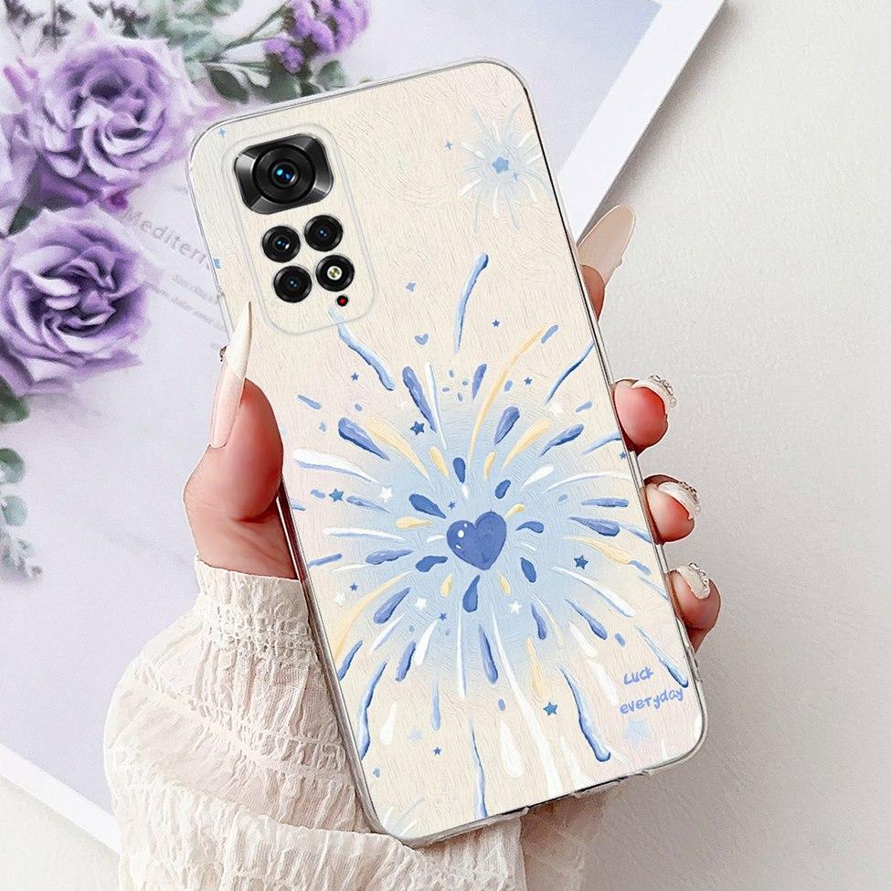 6,43" Для Redmi Note 11 4G Global Прозрачный чехол Для Redmi Note 11s Чехол Модный Роскошный Цветы Милый Мультяшный Расписной Мягкий ТПУ Funda