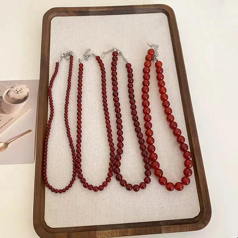 Red Black Beaded Auspicious Necklaces for Women Chinese Glass Beads Necklace Exquisite Elegant Choker Jewelry Accessories
