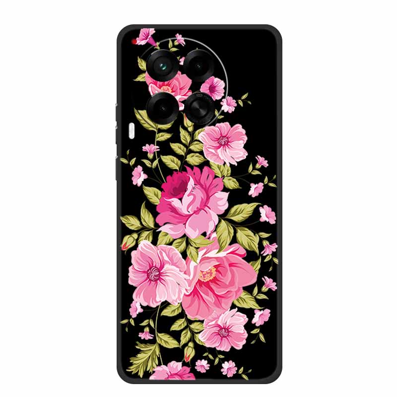 Черный силиконовый чехол для Tecno Camon 30 Premier Pro Чехол Мультяшный кот Мягкая задняя крышка Чехол для телефона Tecno Camon 30 S 30S Pro