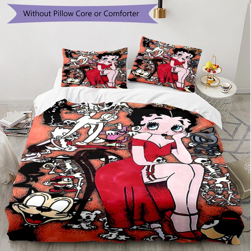 3pcs Duvet Cover Set (1*Duvet Cover + 2*Pillowcase, Without Core), doll Print Soft All‑Season Bedding Set, Home Bedroom Decor Gift