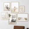 Пляжная доска для серфинга Морская звезда Тростник Летний прибой Пейзаж Бежевые постеры Картина на холсте Настенные художественные картины для декора гостиной