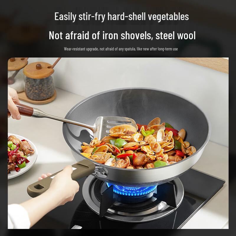 Midea 30cm Titanium Stainless Steel 0-Coating Non-stick Wok
