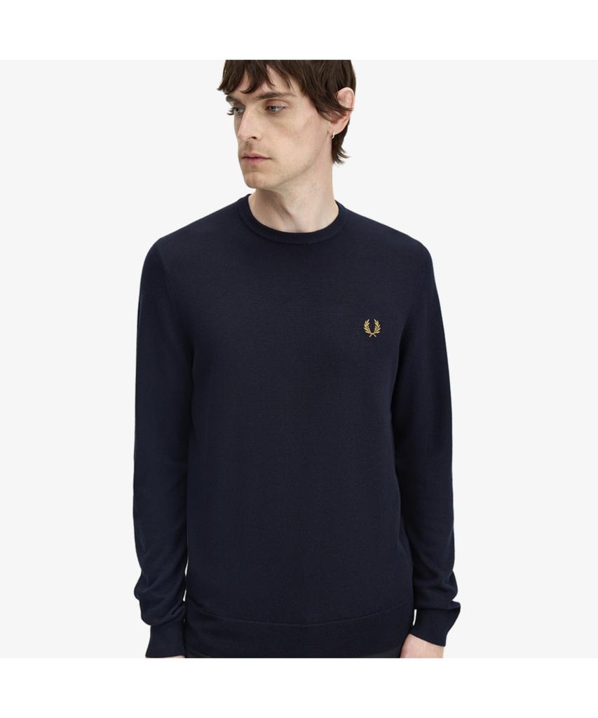 Fred Perry [Baseline] Классический джемпер с круглым вырезом из мериносовой шерсти - Темно-синий Afpm2439601-795