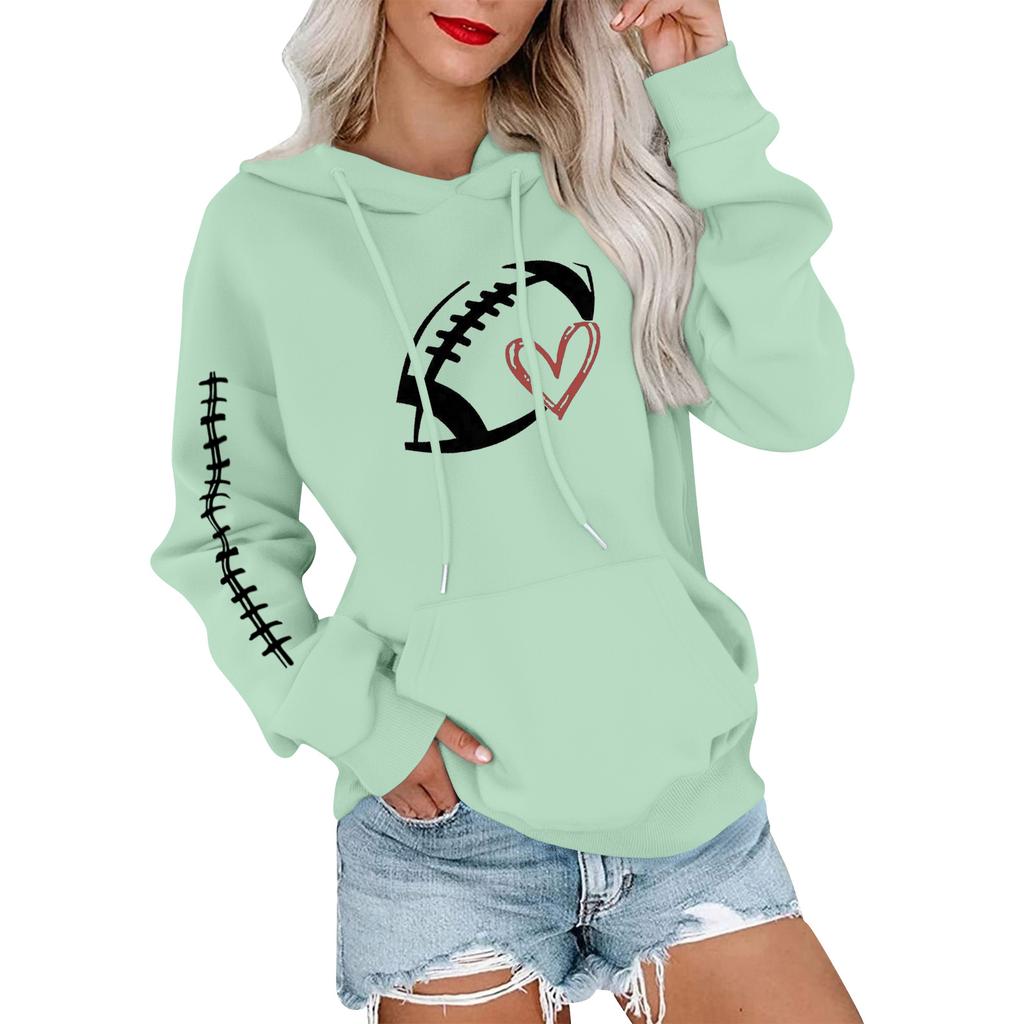 Women's Fashionable, Casual, Comfortable Round-neck, Hooded, Long-sleeved, Rugby-print Warm Sweater