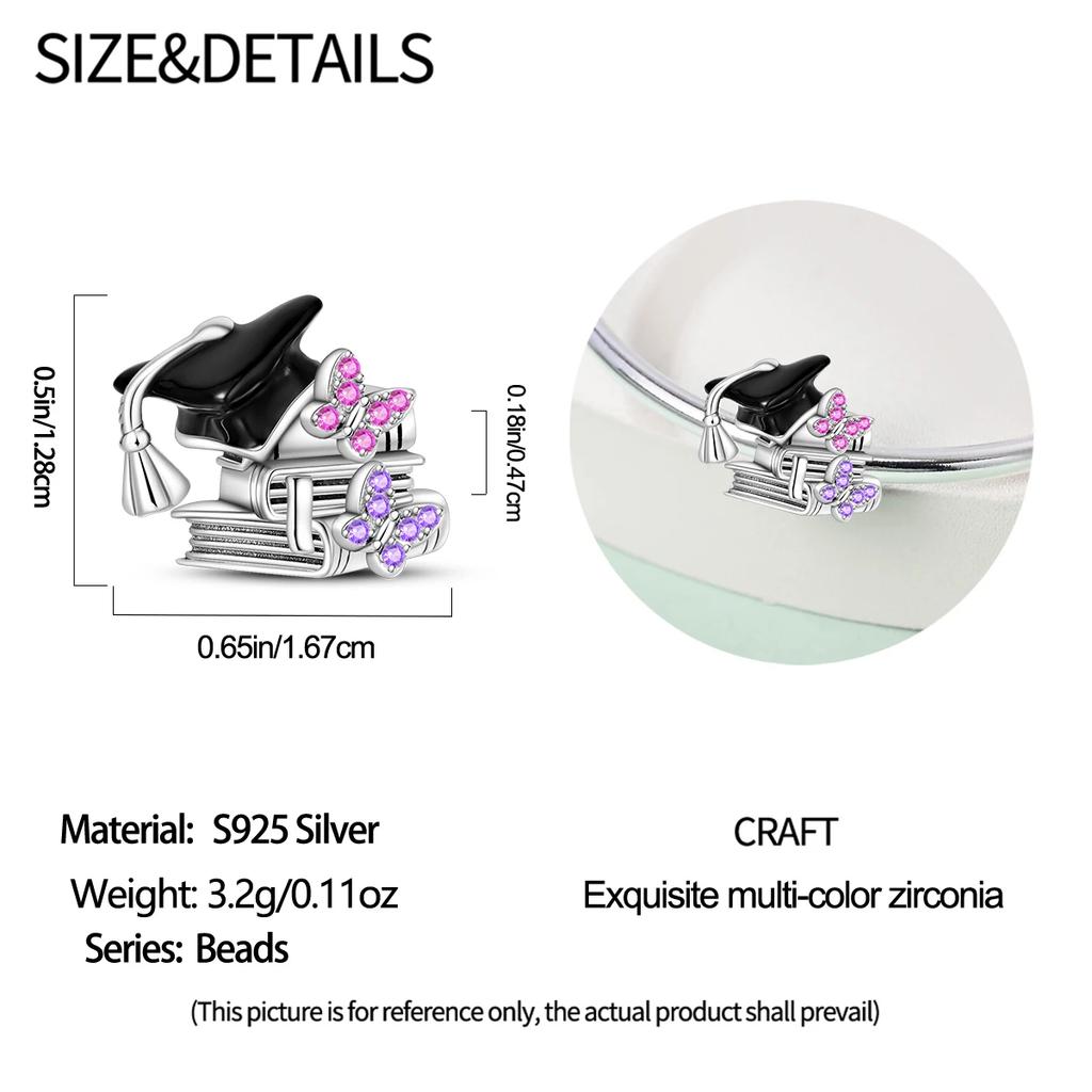 Медные Шармы Академическая Шапочка Выпускника Подвеска из Бусин Подходит для Оригинального Браслета DIY Бусина Подарок на Церемонию Выпускного