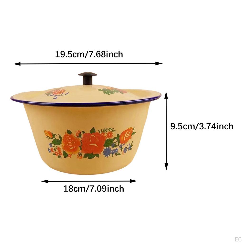 Креативная эмалированная миска с крышкой, ретро-гаджет, традиционная многофункциональная миска для замешивания теста
