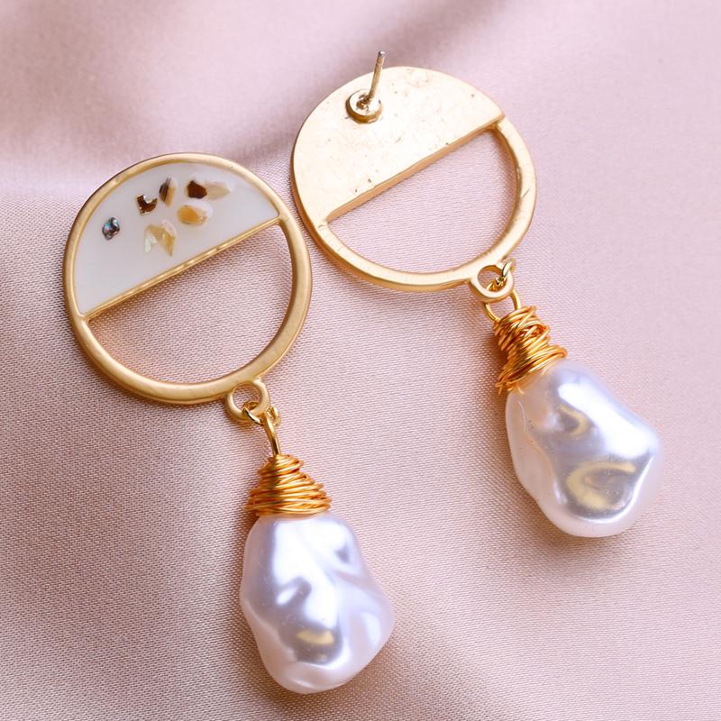 KNIKOO Длинные серьги с геометрическим узором для женщин, модные серьги с цветочным жемчугом, ювелирные изделия для свадебной вечеринки, подарки, серьги-капли