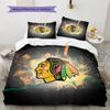 Chicago Blackhawks Pattern Bedding Quilt Set  Home Decoration  Gift (1 * duvet cover + 2 * pillowcase  without core)