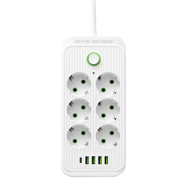 1 шт. портативный удлинитель с вилкой европейского стандарта, 3/6 широко расставленных розеток с 5 портами USB (1 USB-C), Удлинительная розетка для дома в общежитии Travel Office