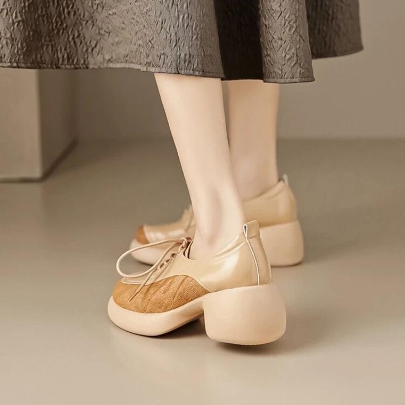 Модная женская обувь Лолита 2025 Осень Британский стиль Панк Платформа Оксфорды Слипоны Лоферы Каблуки Женские Черные Маленькие Кожаные Туфли