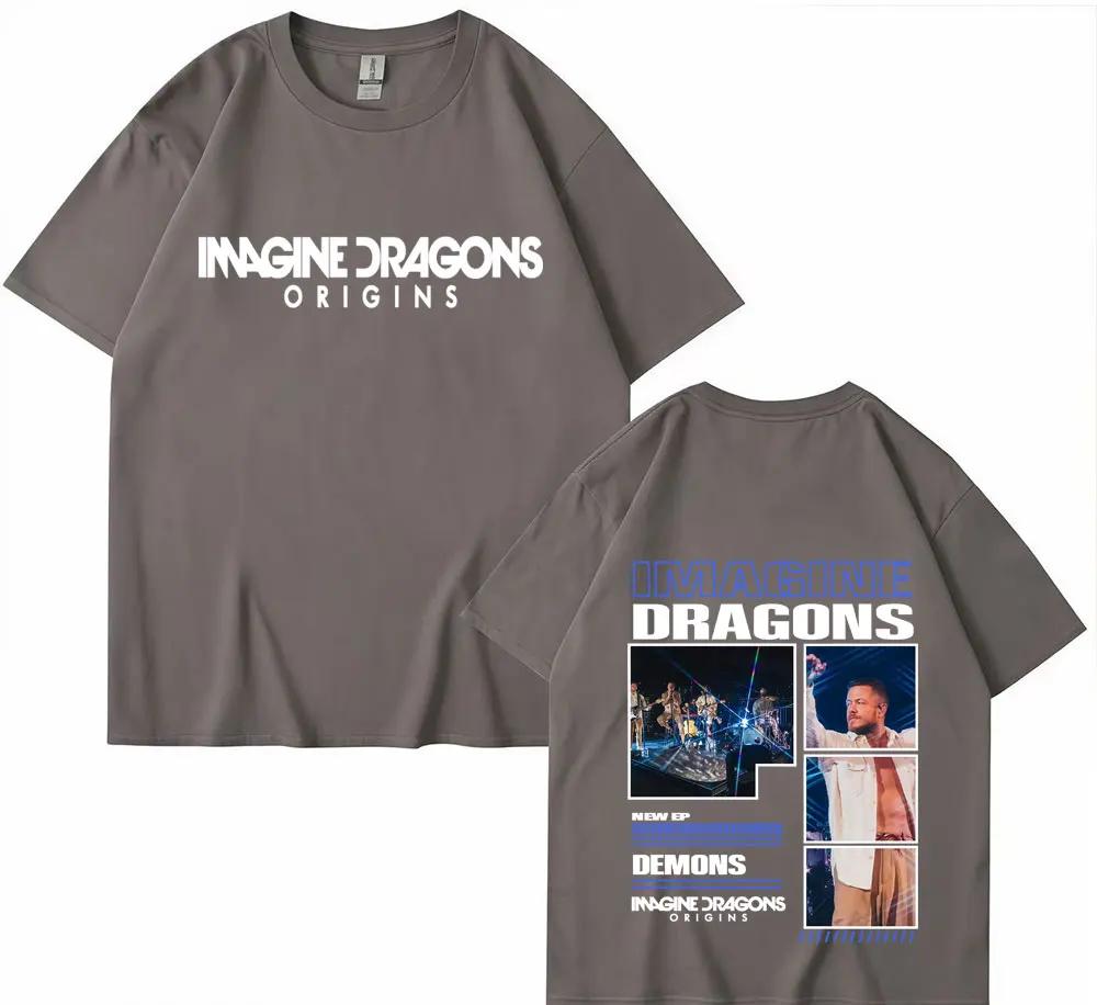 2026 Summer Imagine The Origin of The Dragon Album Tour Cover Cotton Printed Tshirt Mens Retro Loose Casual Short Sleeve Y2k