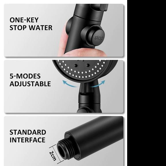 5 режимов насадки для душа, экономия воды, регулируемый душ высокого давления, одна кнопка, стоп, массажный душ, аксессуары для ванной комнаты