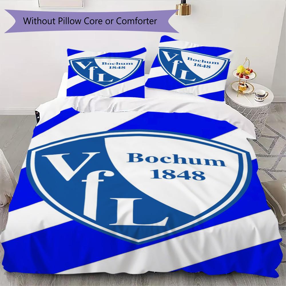 Постельное белье с узором VfL Bochum 1848 Комплект одеял Покрывало Наволочка Домашний Декор Подарок на День Рождения (1 пододеяльник + 2 наволочки без наполнителя)98