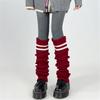 Women Thicken Ribbed Knit Leg Warmer Preppy Style Double Striped Leg Covers Snow Boot Cuffs Over Knee Stacked Long Socks