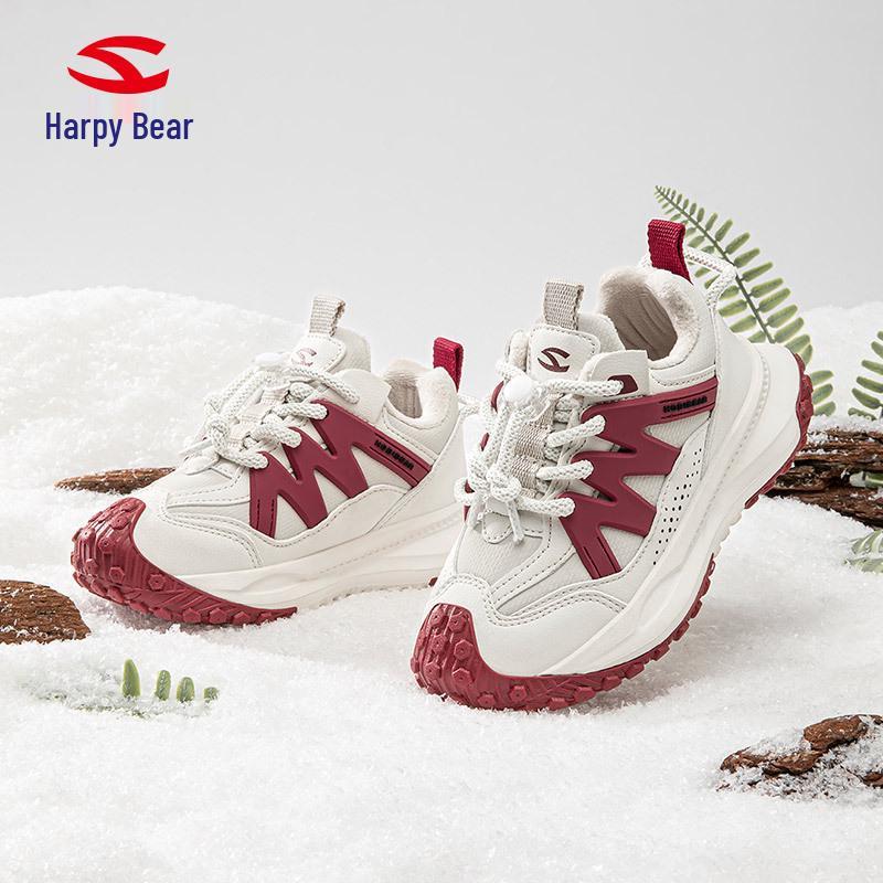 Детские хлопковые кроссовки Habi Bear для мальчиков и девочек с бархатной подкладкой и подошвой из материала Durian для зимы