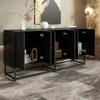 Modern Black Cabinet with 3 Double Doors, Large Storage Space and Matte Surface – Stylish Sideboard for Living Room, Dining Room & Office