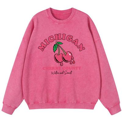 Женский винтажный хлопковый свитшот Cherry County, уличный повседневный пуловер, осенняя толстовка свободного тонкого стиля