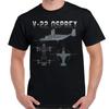 Америка V-22 Osprey Конвертоплан Военный Самолет Схематичный Футболка С коротким рукавом Повседневная 100% Хлопок Круглый вырез Мужская футболка Размер S-...