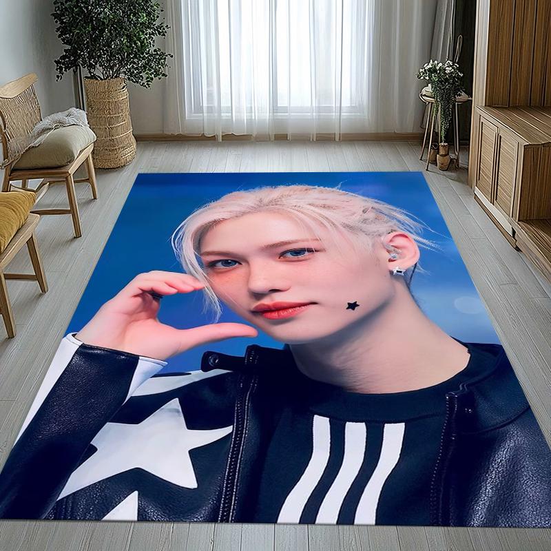 Felix Kpop Stray Kids Star Living Room Non-Slip Area Rug Soft Carpet for Bedroom Kids Playroom Sofa,Home Decor Doormat Gift