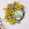 Sunflowers Wreath with Truck for Front Door, Artificial Spring Wreath for Farmhouse Outdoor Garden Wedding Decorations