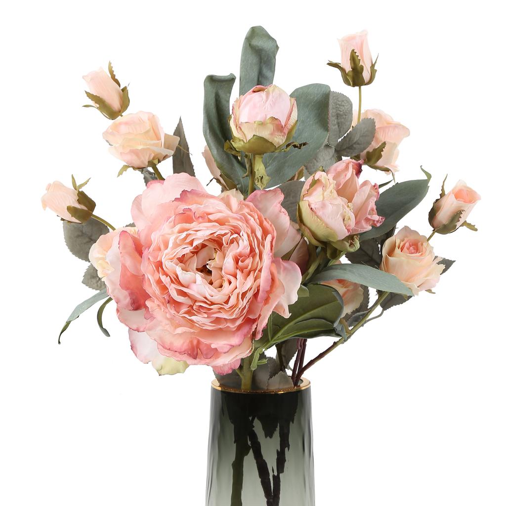 Валентинки Искусственные пионы Розы Реалистичные искусственные букеты со стеблями Шелковые цветочные композиции для дома Внутренние кофейные украшения Декор стола Свадьба