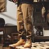 Fall Spring Men Cargo Pants Ankle-banded Loose Wear-resistant Drawstring Elastic Waist Pockets Outdoor Work Trousers