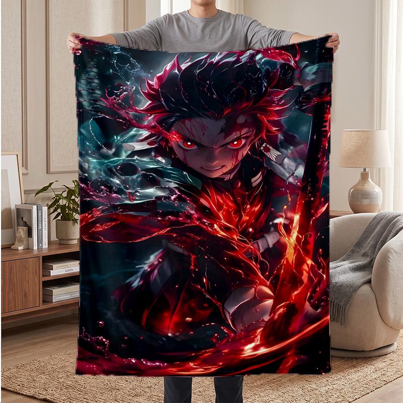 Tanjiro Soft Warm Flannel Blankets Comfortable Blanket for Home Decoration Gifting