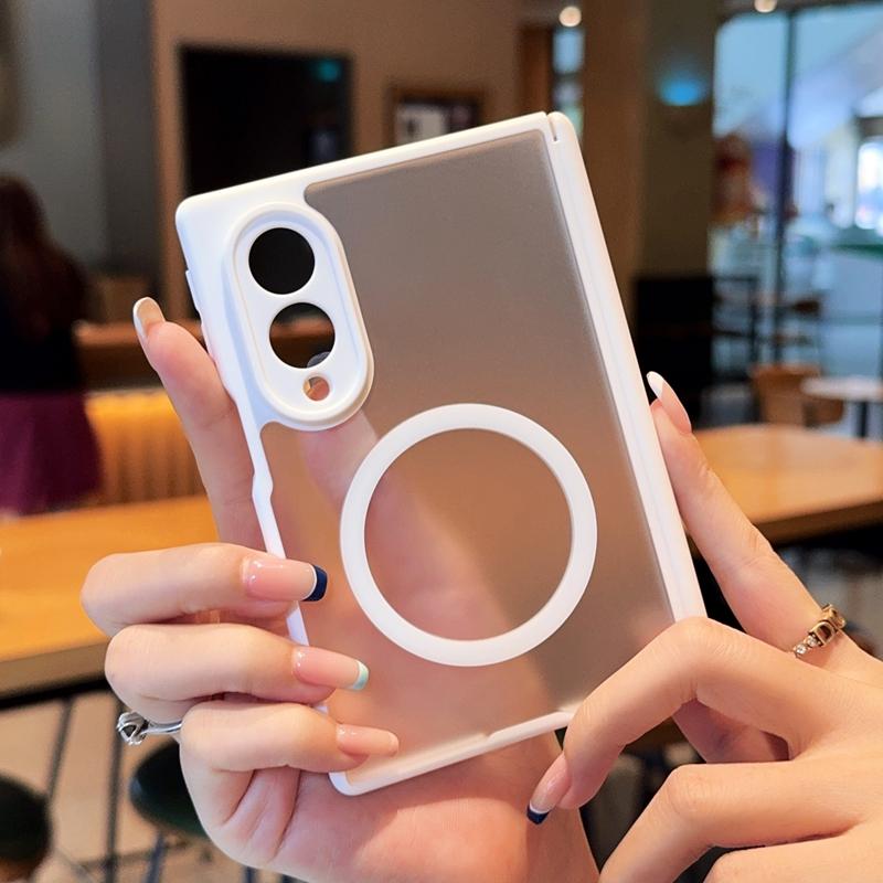 Frosted Translucent Magnetic Case for Samsung Galaxy Z Fold 8 Ultra 8 7 6 5 Magnetic Wireless Charger Lens Cutouts Protect Cover