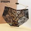 Women's Seamless Underwear Leopard Print Lace Hollow Transparent Ice Silk Triangle Underwear Low Waist