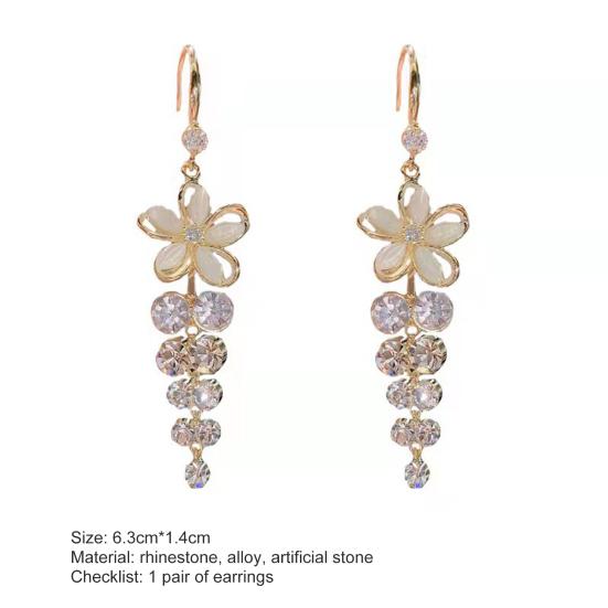1 пара висячих серег с цветком, искусственный опал, темперамент, сияющая бахрома, висячие серьги, ювелирные изделия, подарки