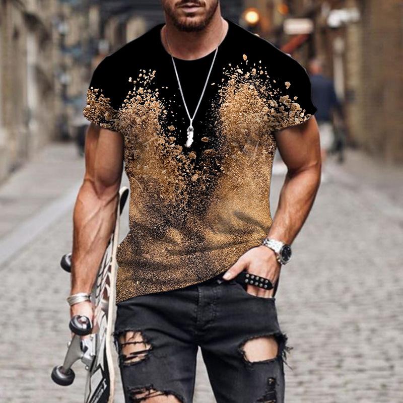 Summer Colorful 3D Digital Printed Short Sleeve Casual Loose Round Neck T-Shirts Men’s