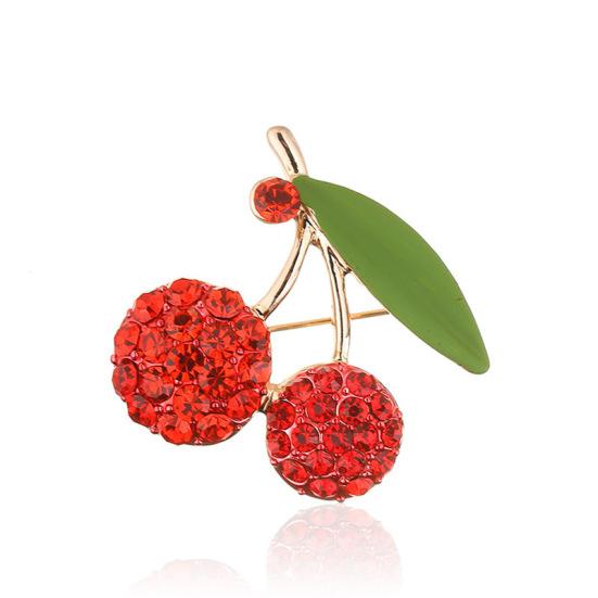 Antique Green Leaf Cherry Oil Drip Brooch