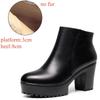 8cm 10cm Small Size 33-43 Thick Bottom Platform Shoes Ankle Boots with Fur 2025 Block High Heels Genuine Leather Boots Office
