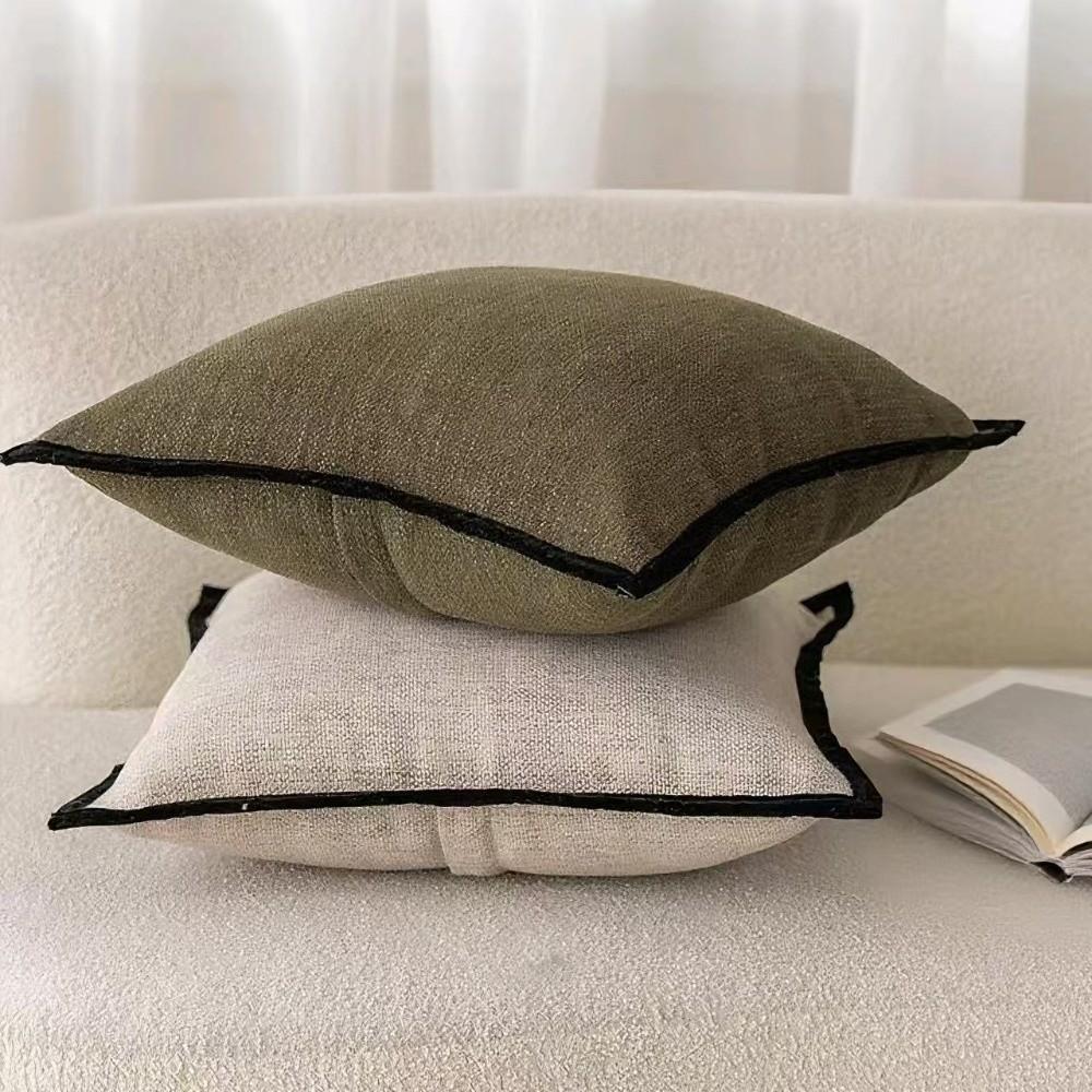 Cotton-linen Pillowcase Black Border Decorative Pillow Cover Retro Cushion Cover Home Decoration