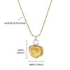 Vintage Gold Stainless Steel Flower Striped Design Zircon Pendant Jewelry Necklace Accessories Light Luxury Niche Women
