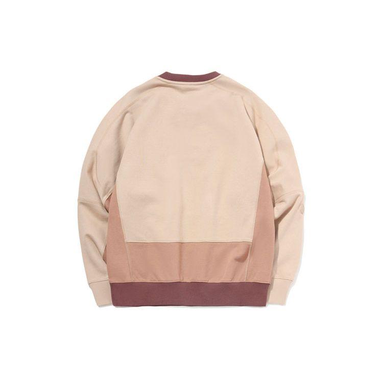 Li Ning Sports Basketball Series Color Block Crew Neck Pullover Long Sleeve Hoody Hoody Men sweatshirt Brown AWDR073-1
