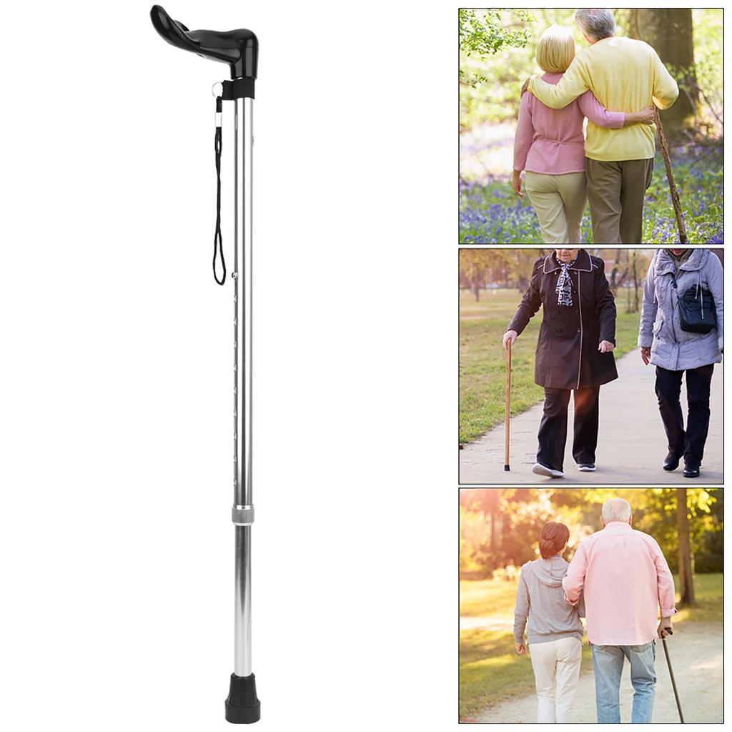 Aluminium Alloy Lightweight Telescopic Adjustable Elderly Walking Stick Anti Skid Simple