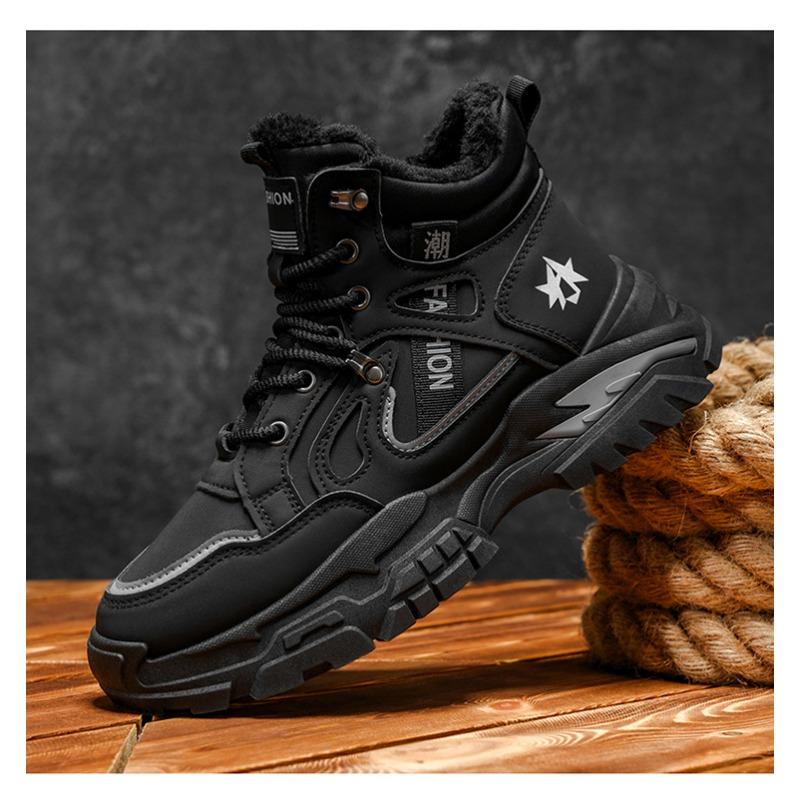 Men S Winter High Top Martin Boots Fleece Lined Warm Work Boots