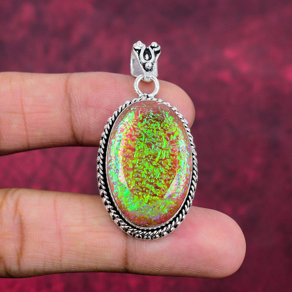 Подвеска с розовым тройным опалом, ювелирные изделия из цельного серебра 925 пробы с драгоценными камнями, подвеска ручной работы, на День благодарения