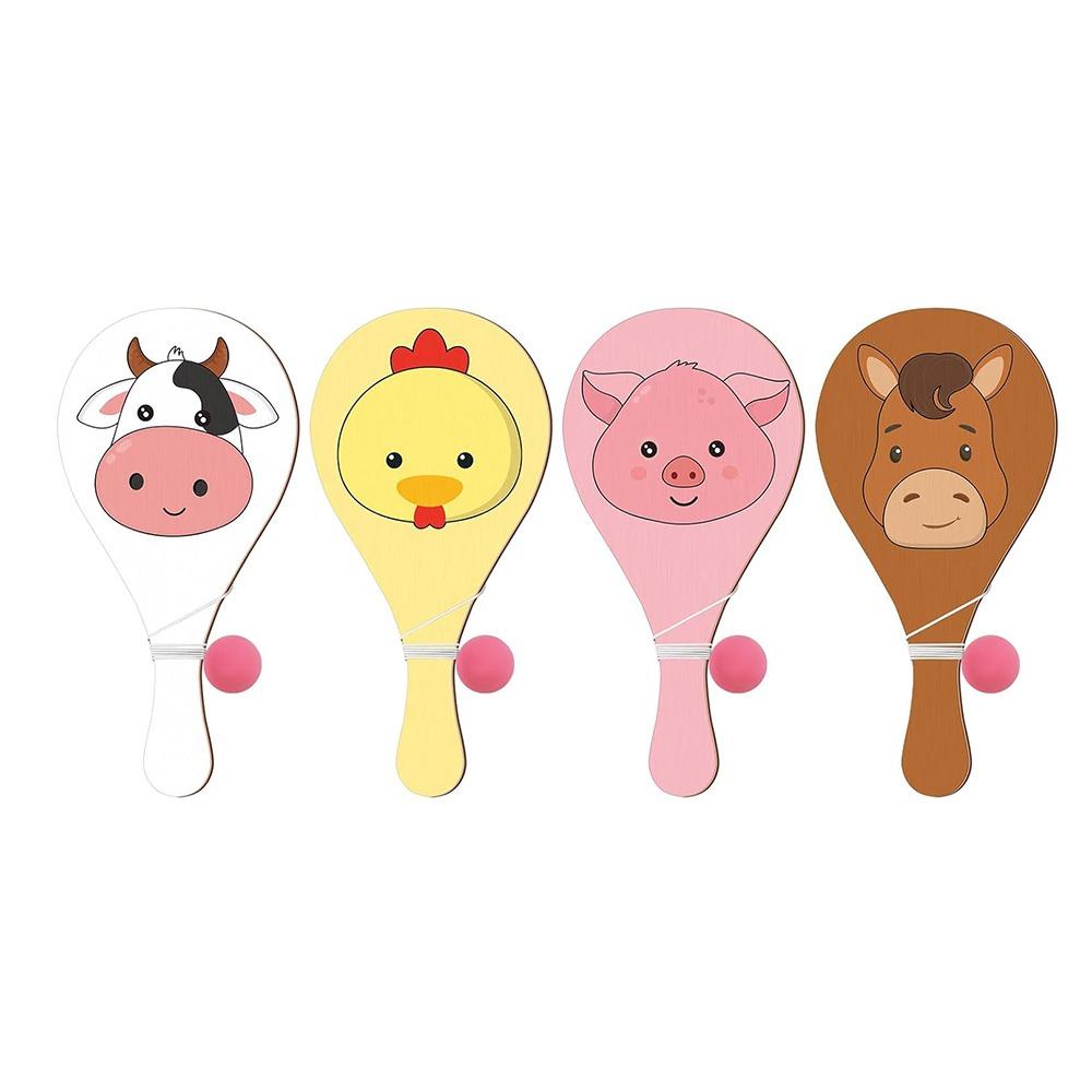 4Pcs Elastic String Paddle Ball Game Portable Wooden Target Ball Outdoor Training