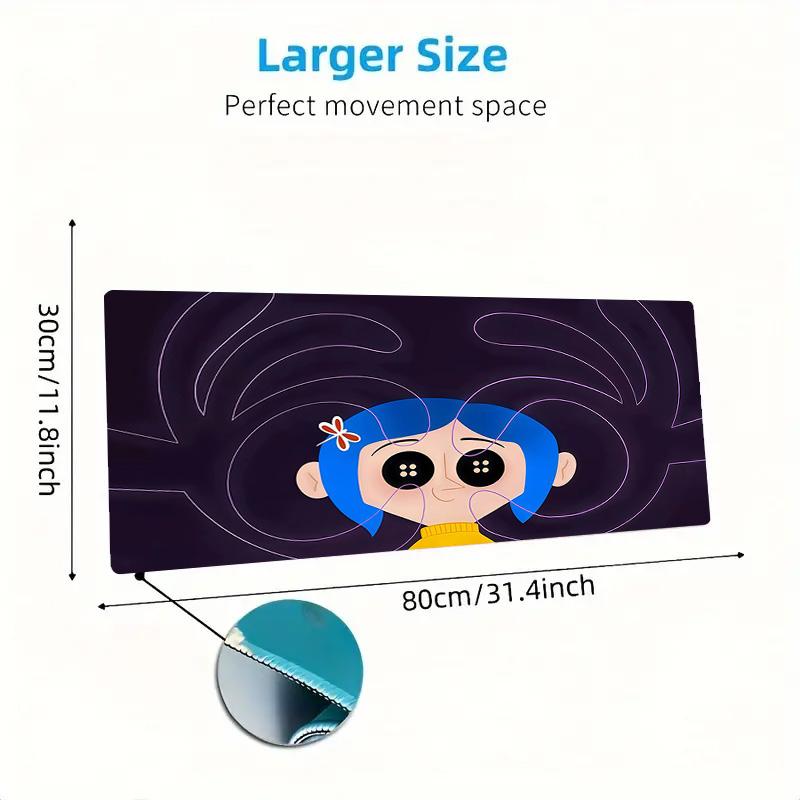 Coraline Print Cushion Non-slip Laptop Tablet Big Mousepad XXL Mat Mini PC Playmat With Lock edge